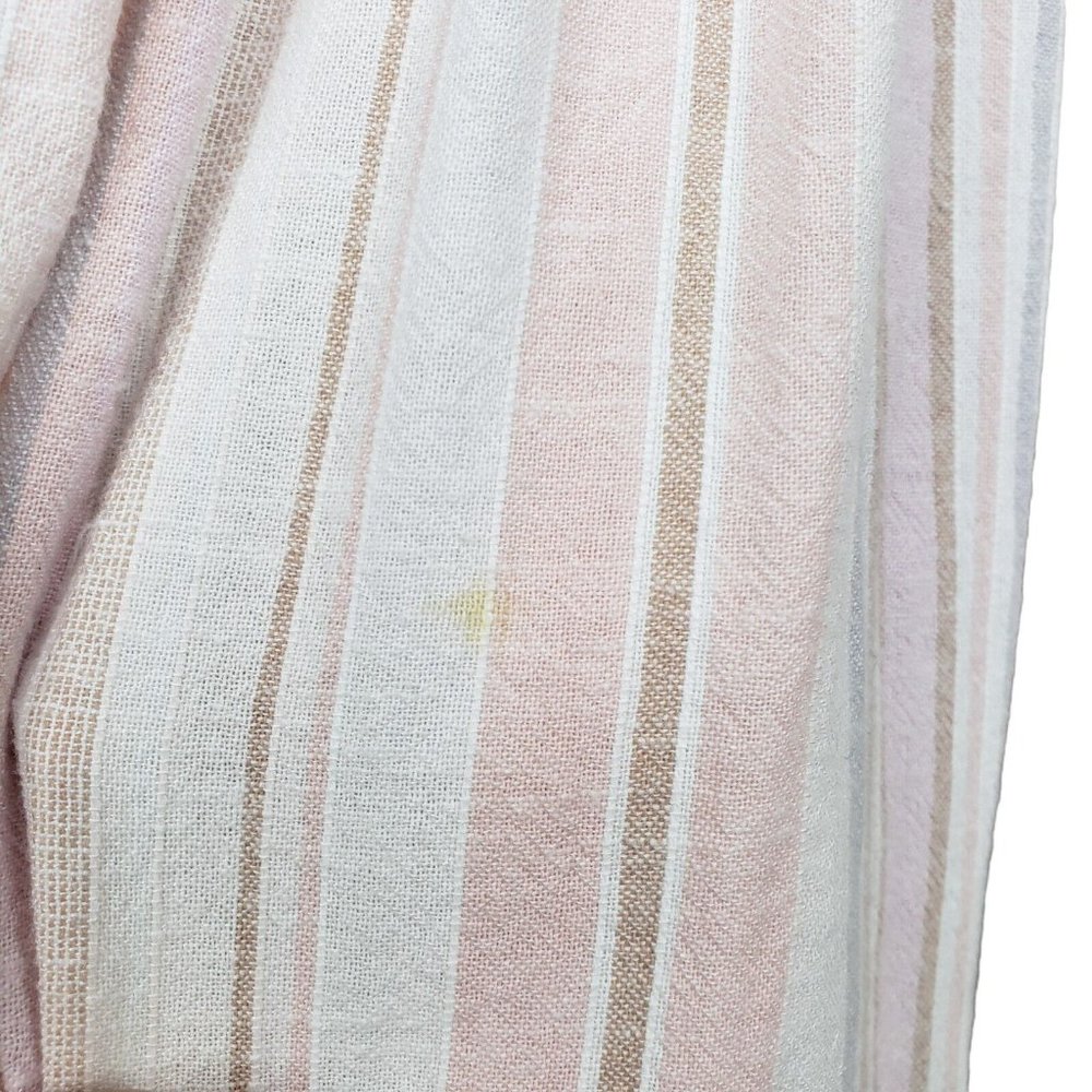 Loft Beach Cotton Linen Blend Striped Midi Dress Neutral Elasticized Waist XXS - Picture 5 of 8